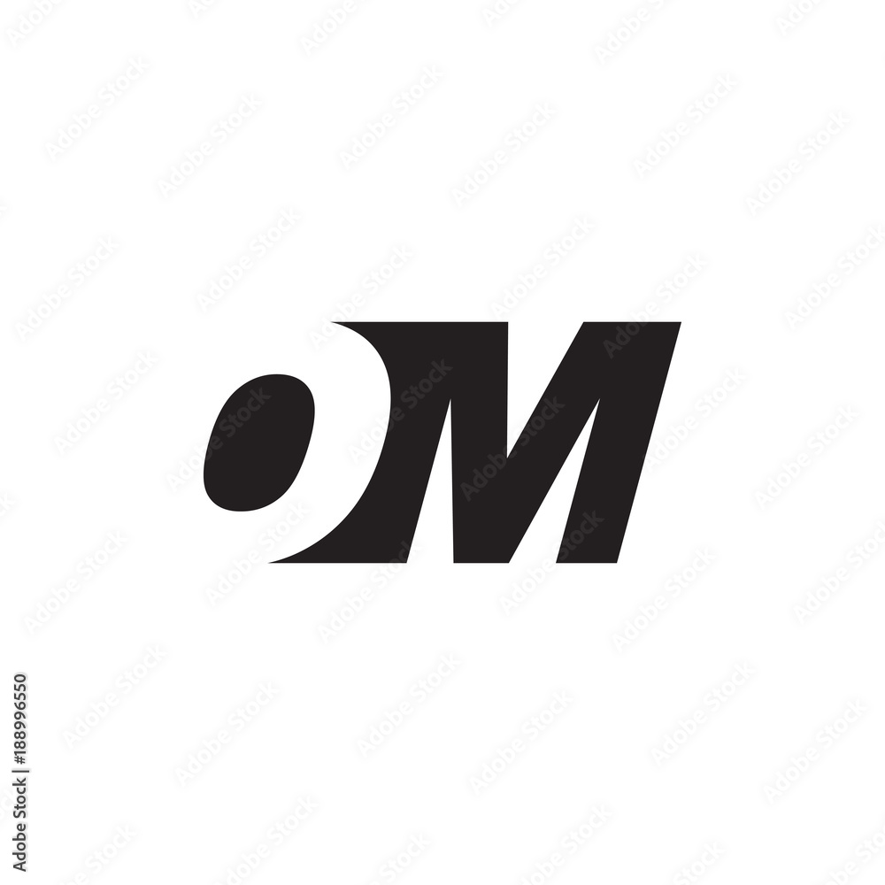 Initial letter OM, negative space logo, simple black color Initial letter OM, negative space logo, simple black color