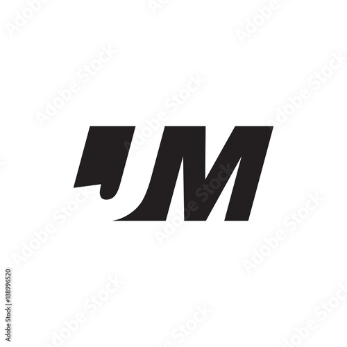 Initial letter JM, negative space logo, simple black color