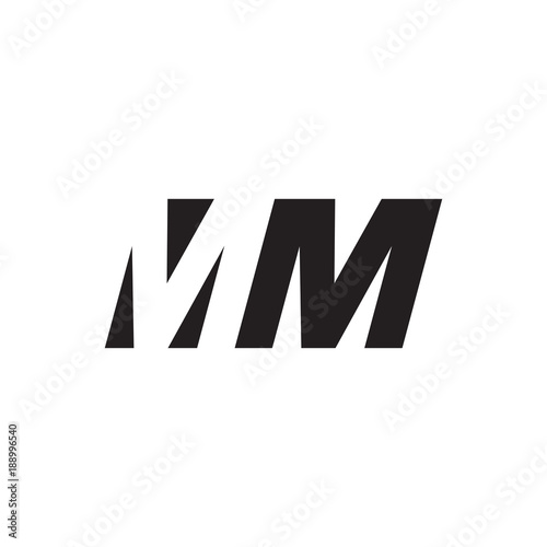 Initial letter MM, negative space logo, simple black color