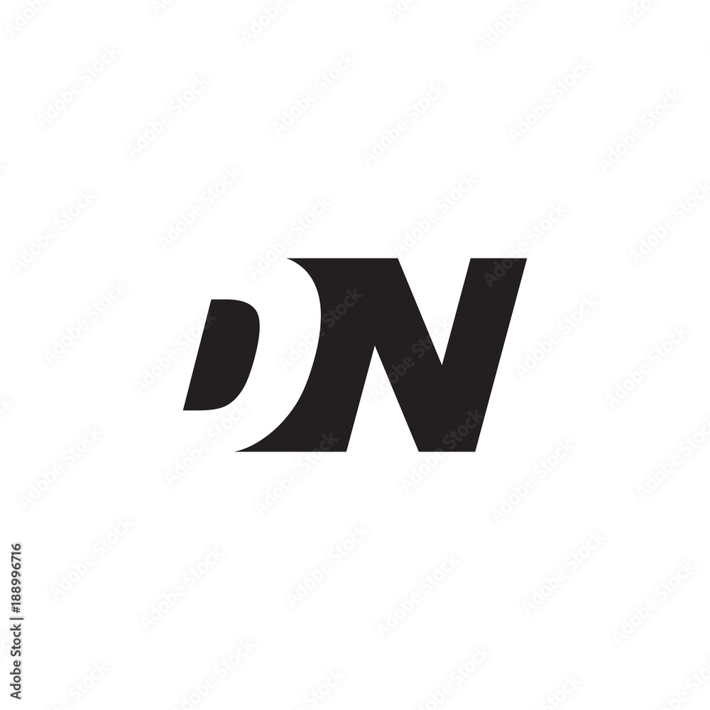 Initial letter DN, negative space logo, simple black color