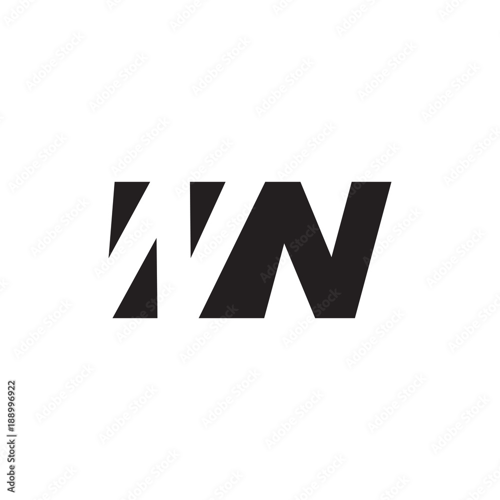 Initial letter WN, negative space logo, simple black color Initial letter WN, negative space logo, simple black color