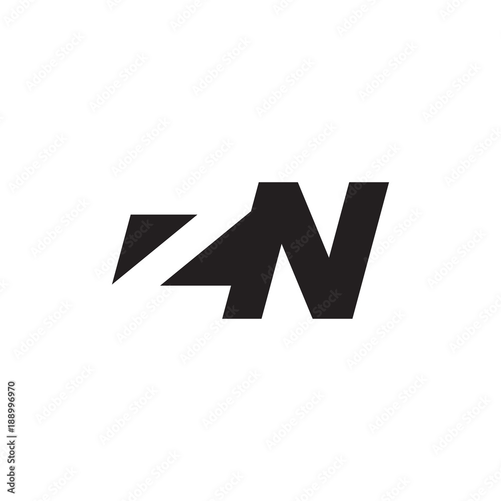 Initial letter ZN, negative space logo, simple black color Initial letter ZN, negative space logo, simple black color