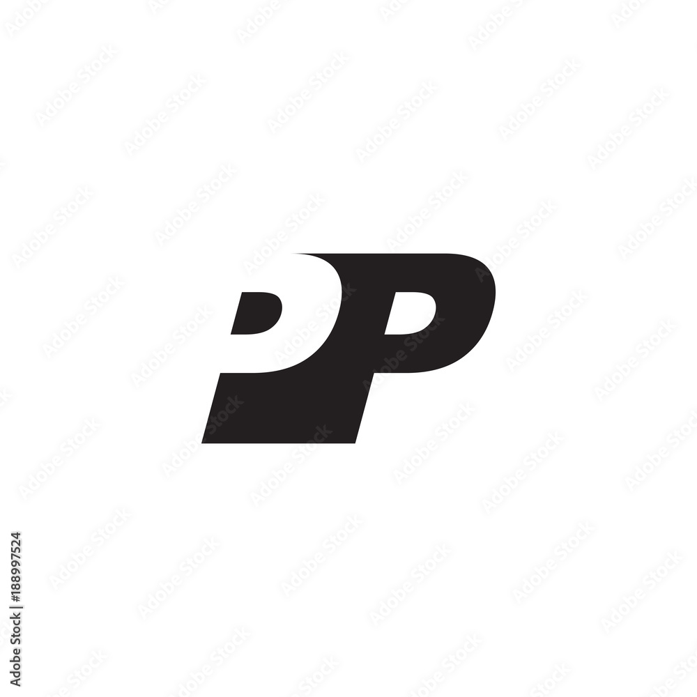 Initial letter PP, negative space logo, simple black color Initial letter PP, negative space logo, simple black color
