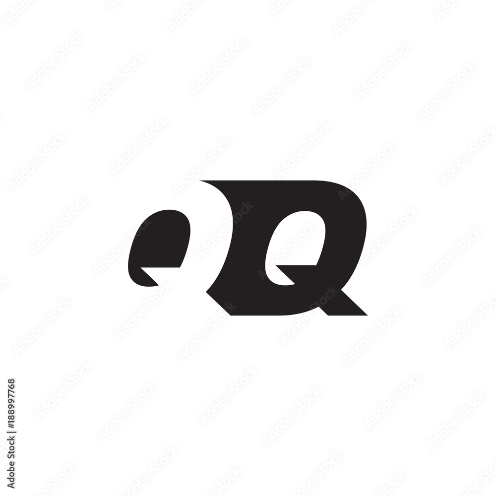 Initial letter QQ, negative space logo, simple black color Initial letter QQ, negative space logo, simple black color