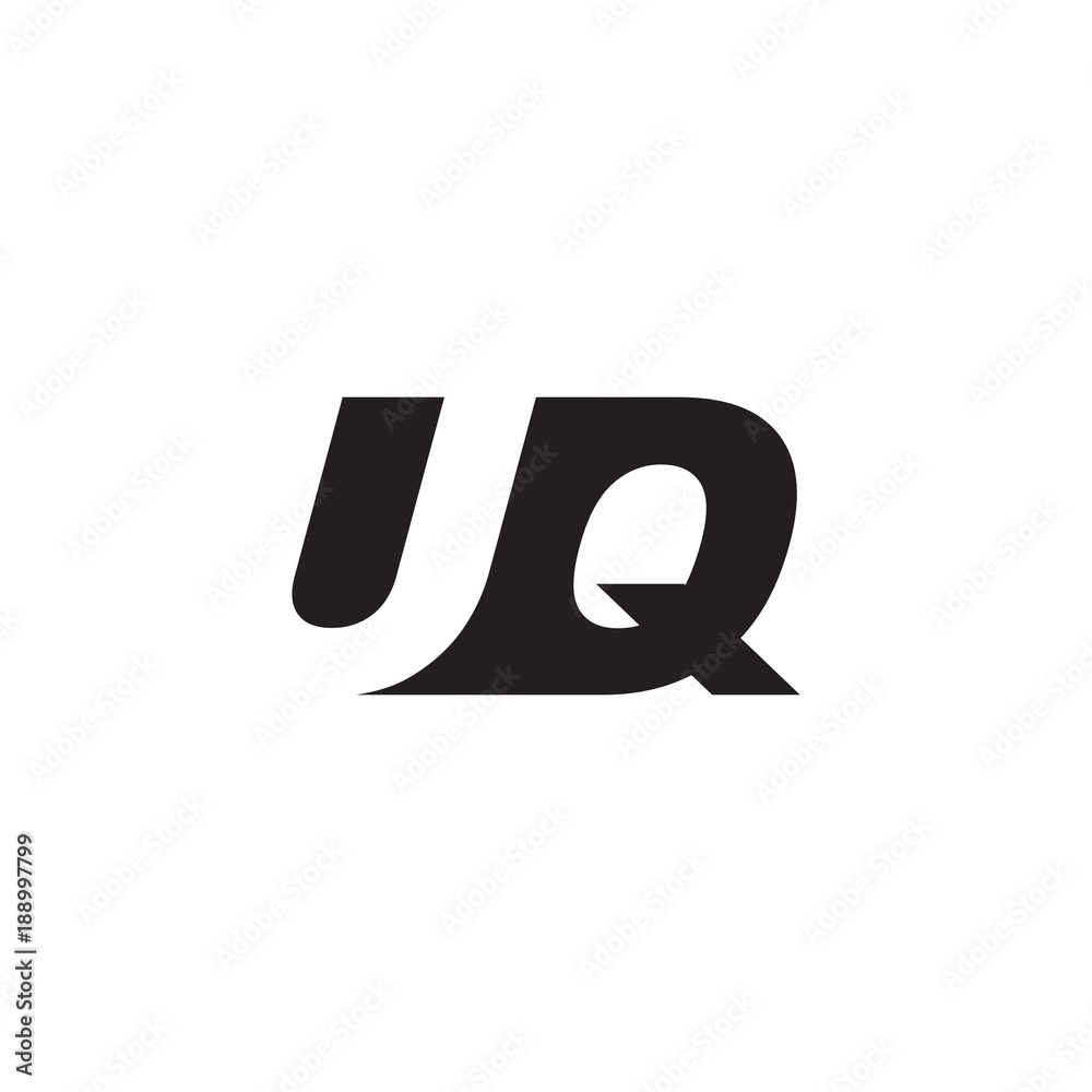 Initial letter UQ, negative space logo, simple black color Initial letter UQ, negative space logo, simple black color