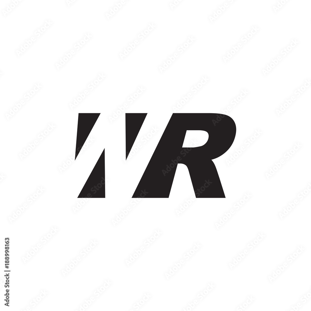 Initial letter WR, negative space logo, simple black color Initial letter WR, negative space logo, simple black color