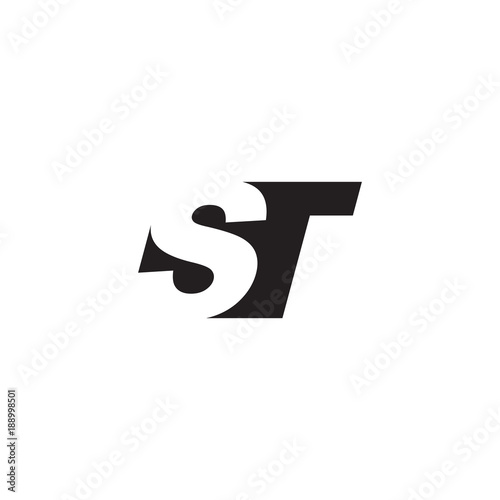 Initial letter ST, negative space logo, simple black color