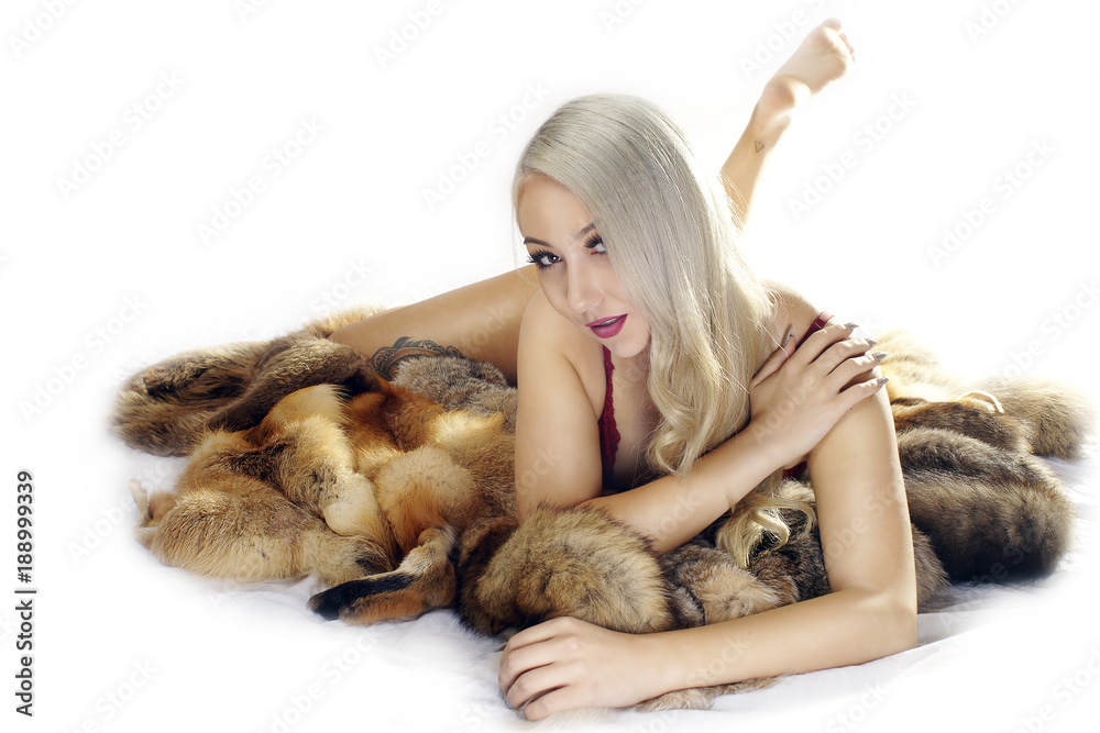 Soft Fur and Seductive Young Blonde
