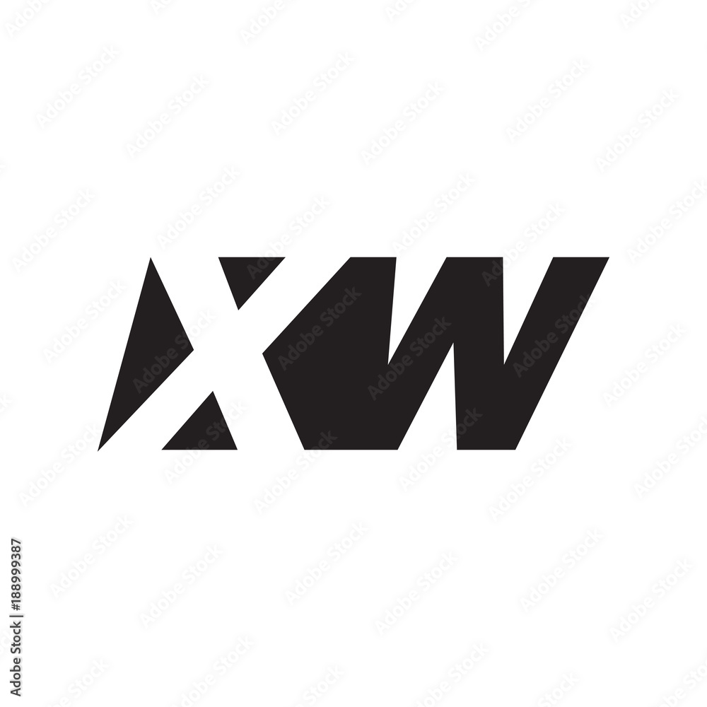 Initial letter XW, negative space logo, simple black color Initial letter XW, negative space logo, simple black color