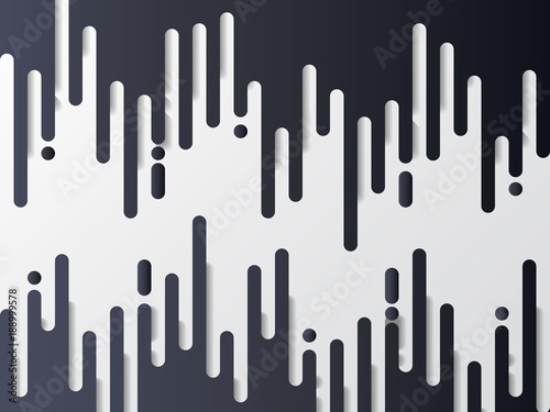 Abstract geometric rounded shapes flow of melting ice or paint background with paper art style. Vector illustration.