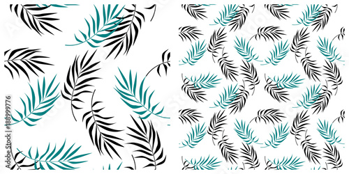 Seamless pattern in two layers of palm leaves.