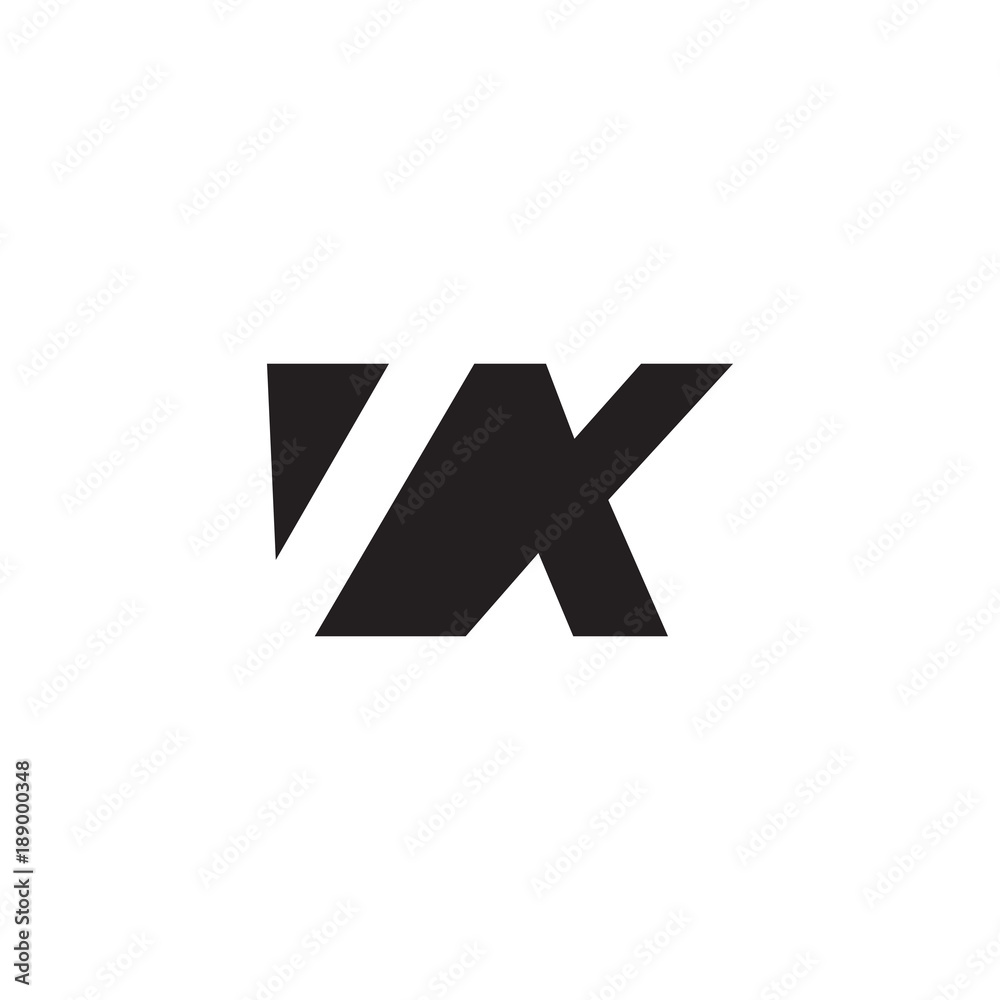 Initial letter VX, negative space logo, simple black color Initial letter VX, negative space logo, simple black color