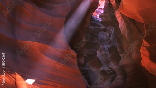 a sun beam hits the wall in upper antelope canyon in page, arizona