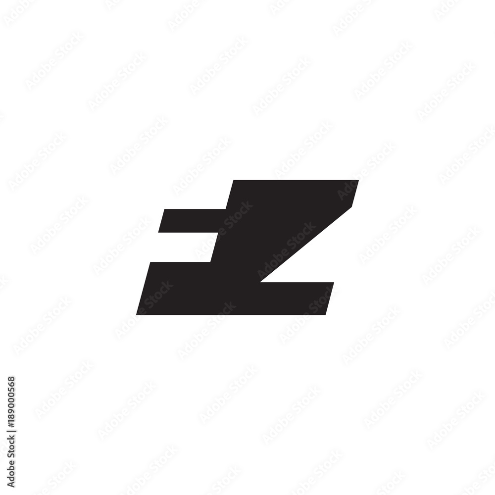 Initial letter FZ, negative space logo, simple black color