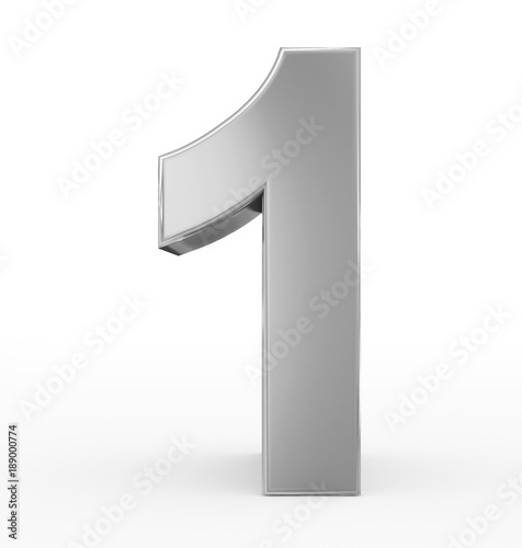 number 1 3d silver isolated on white