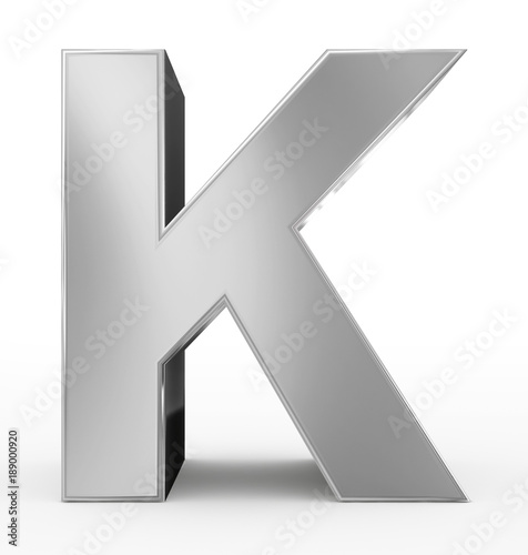 letter K 3d silver isolated on white