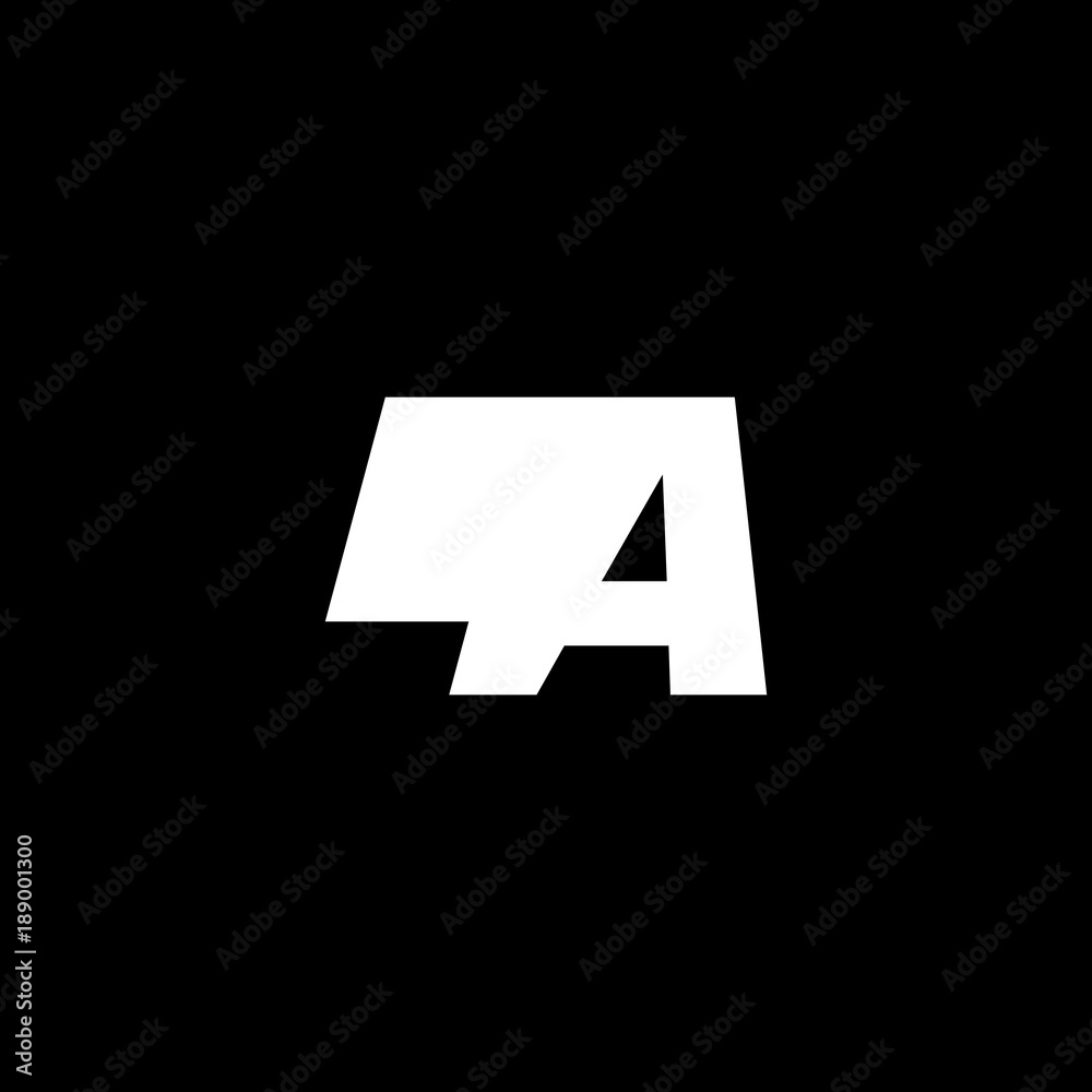 Initial letter LA, negative space logo, white on black background Initial letter LA, negative space logo, white on black background