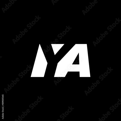 Initial letter YA, negative space logo, white on black background