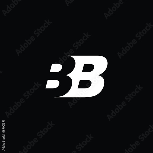 Initial letter BB, negative space logo, white on black background