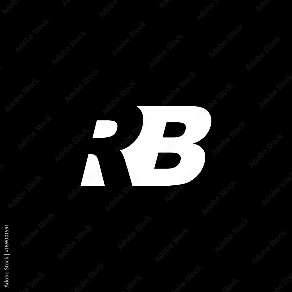 Initial letter RB, negative space logo, white on black background Initial letter RB, negative space logo, white on black background