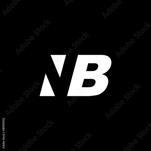 Initial letter NB, negative space logo, white on black background