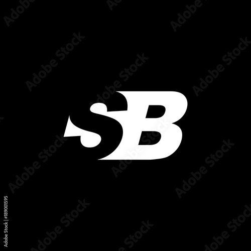 Initial letter SB, negative space logo, white on black background