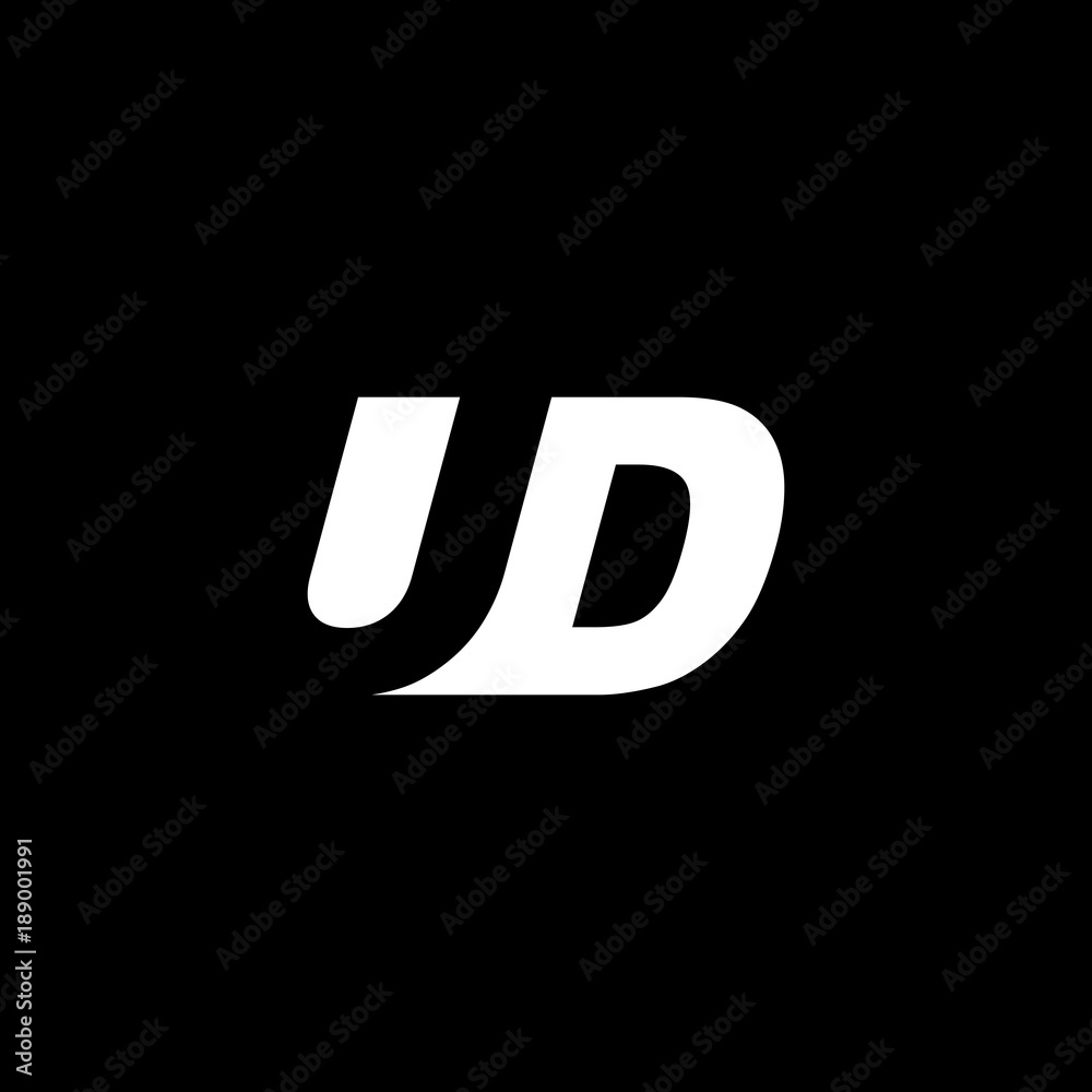Initial letter UD, negative space logo, white on black background Initial letter UD, negative space logo, white on black background