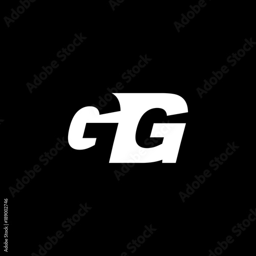Initial letter GG, negative space logo, white on black background