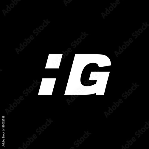 Initial letter HG, negative space logo, white on black background