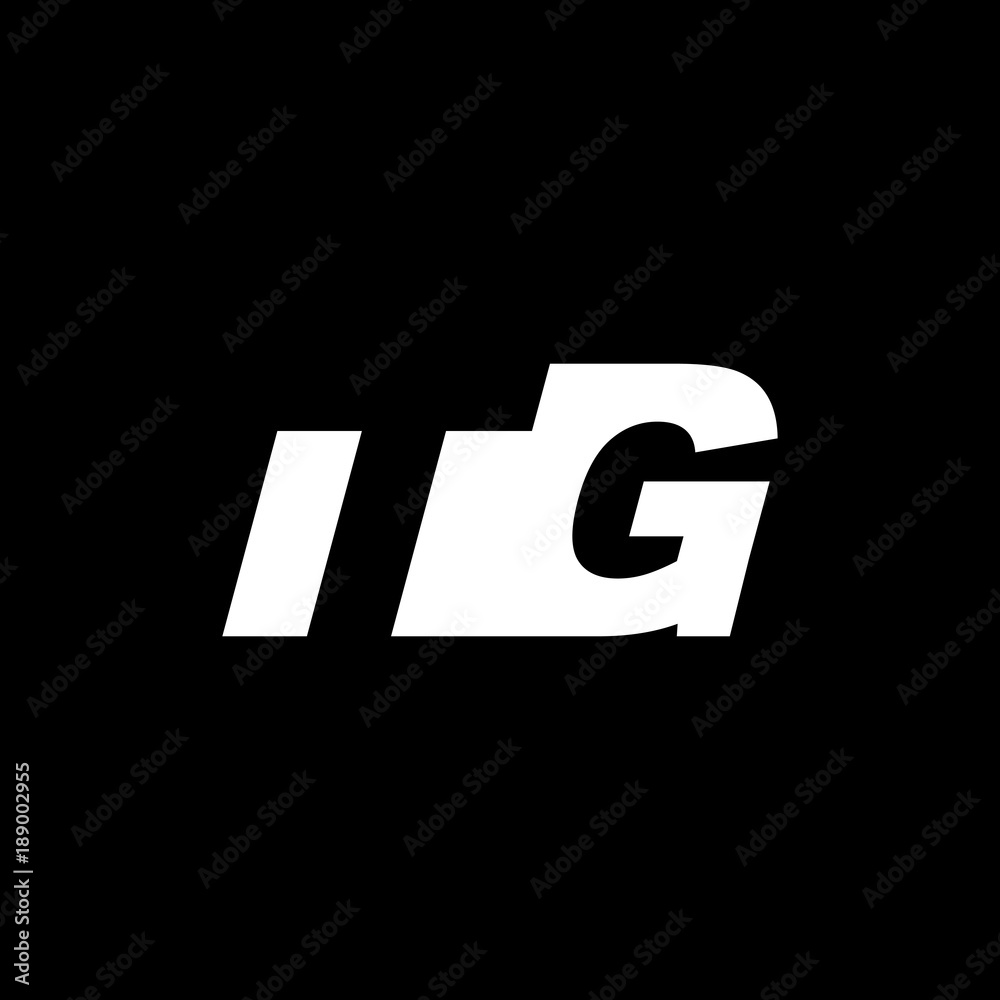 Initial letter TG, negative space logo, white on black background