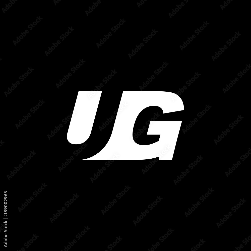Initial letter UG, negative space logo, white on black background Initial letter UG, negative space logo, white on black background