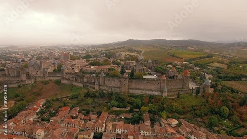 Slow panorama around the Cite de Carcassonne photo