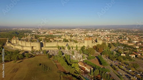 Slow panoramic view around the Cite de Carcassonne photo