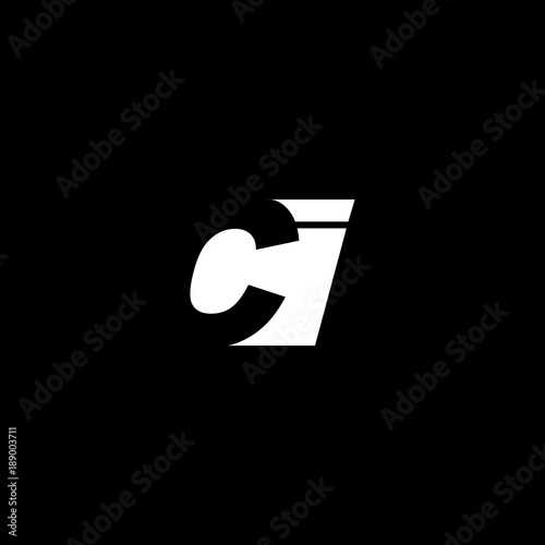 Initial letter CI, negative space logo, white on black background