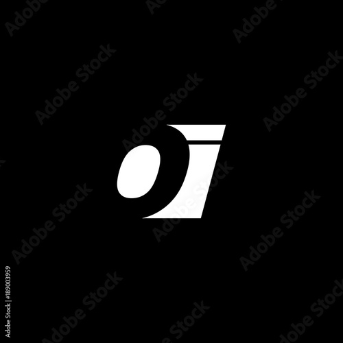 Initial letter OI, negative space logo, white on black background