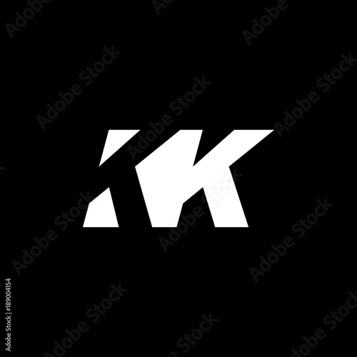 Free Download Initial letter KK, negative space logo, white on black background - GFXLoad