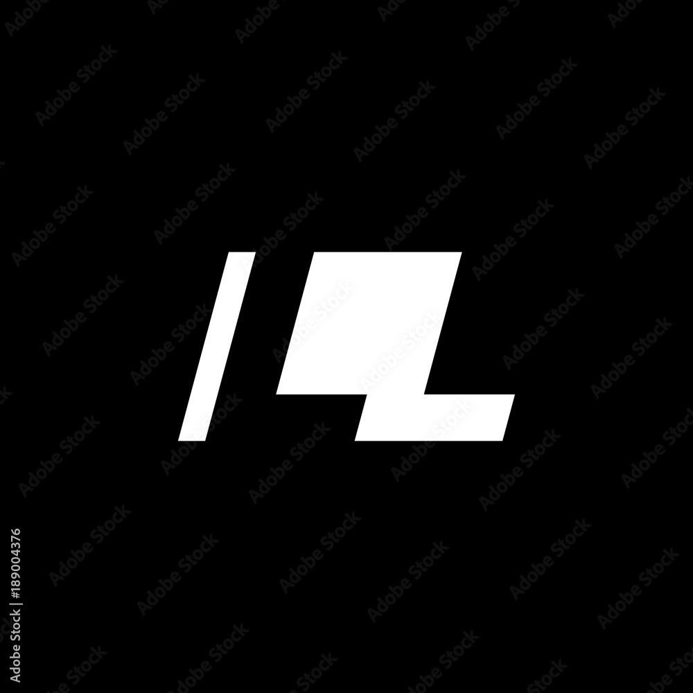 Initial letter LL, negative space logo, white on black background Initial letter LL, negative space logo, white on black background