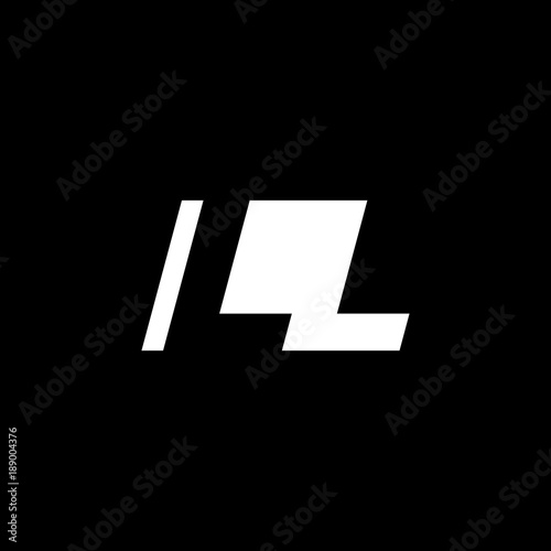 Initial letter LL, negative space logo, white on black background