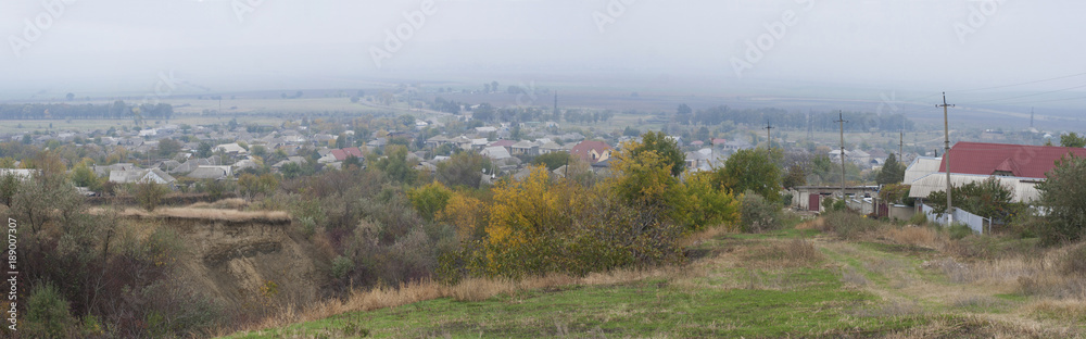 The village in the Budjak steppe in autumn. The terrain in southern Europe. It's autumn time.