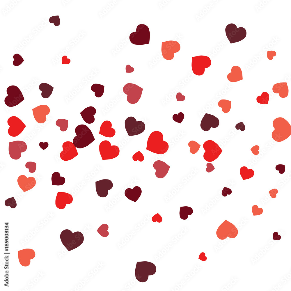 Vector Confetti Background Pattern.  Element of design.  Colored hearts on a white background