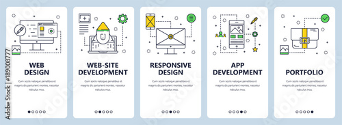 Vector modern thin line web design concept banner set