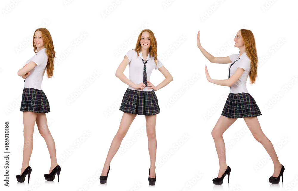 Young cheerful student female isolated on white Young cheerful student female isolated on white