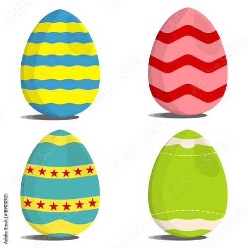 Set of Egg Hunt icon. Easter Egg label on white Background. Cartoon style. Vector Illustration