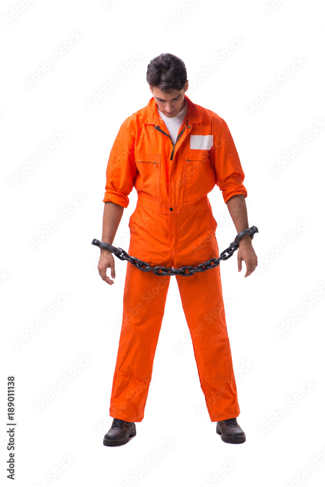 Prisoner with his hands chained isolated on white background Prisoner with his hands chained isolated on white background
