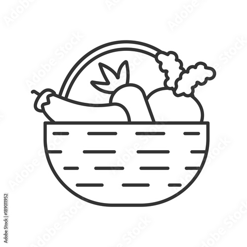 Fototapeta Kosz z warzywami ikona liniowa