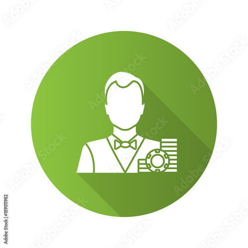 Croupier flat design long shadow glyph icon