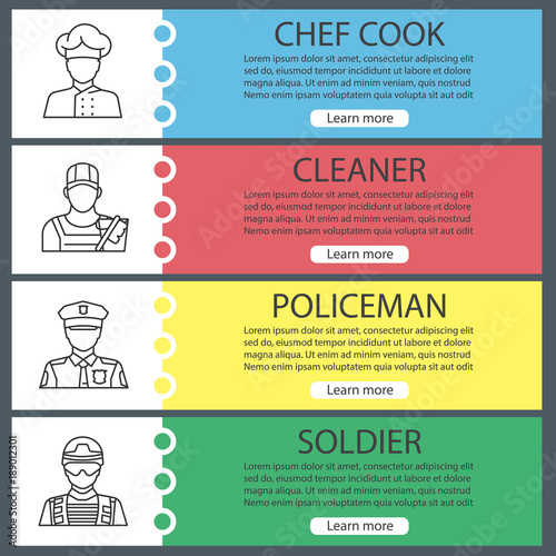 Professions web banner templates set photo