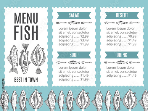 Fish menu template for your restaurant