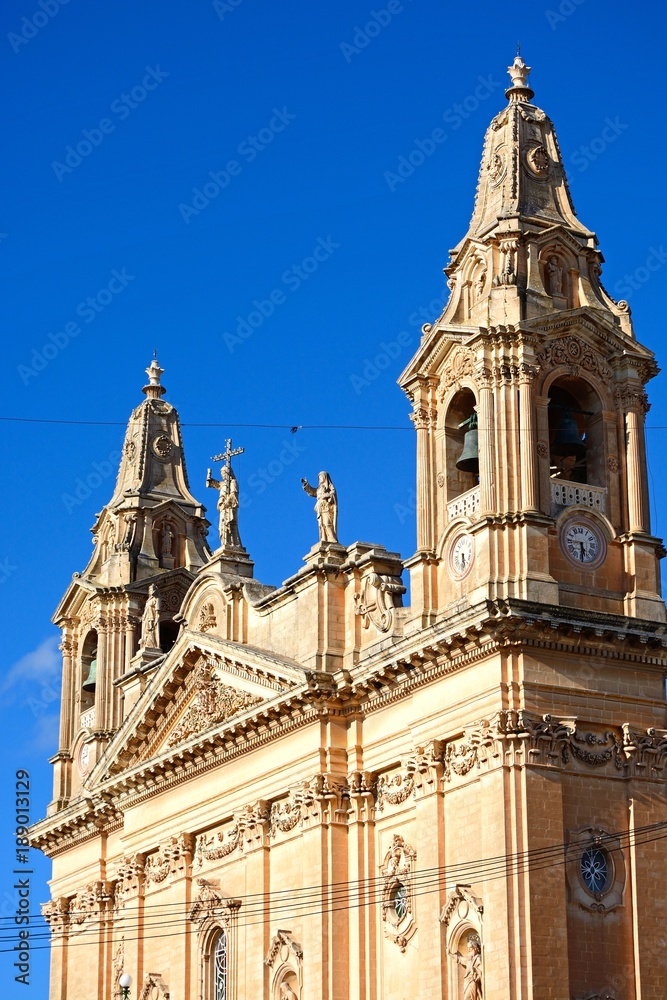 View of Naxxar Parish church, Naxxar, Malta.