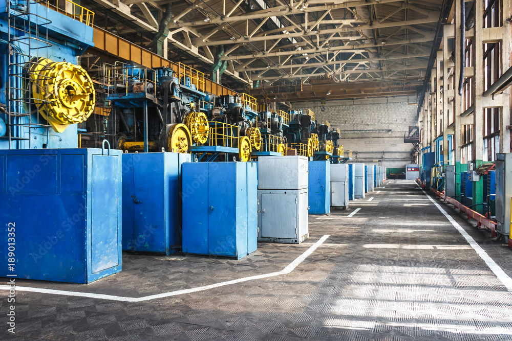 Huge forging presses at the factory. Line for the production of car parts Huge forging presses at the factory. Line for the production of car parts